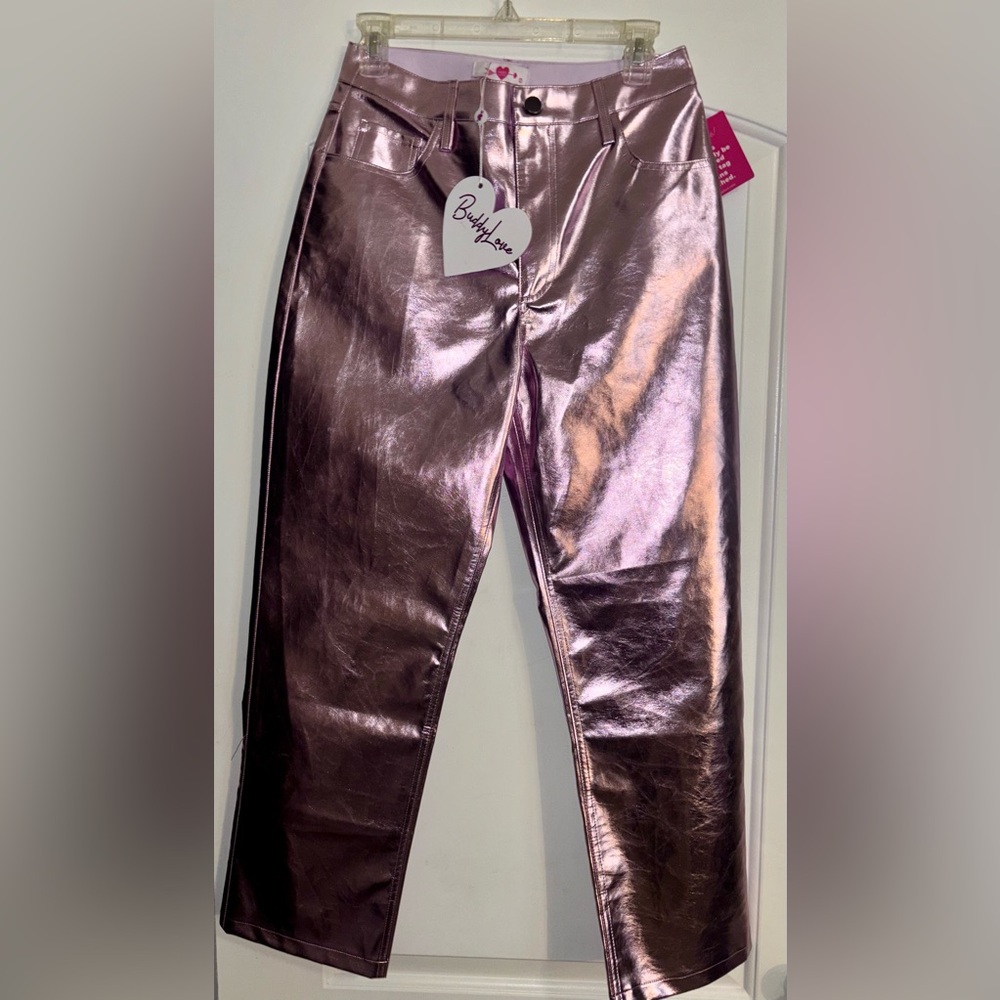 ** Buddy Love Boutique Women’s Metallic Pink Pants Size 27 Pant NWT bachelorette